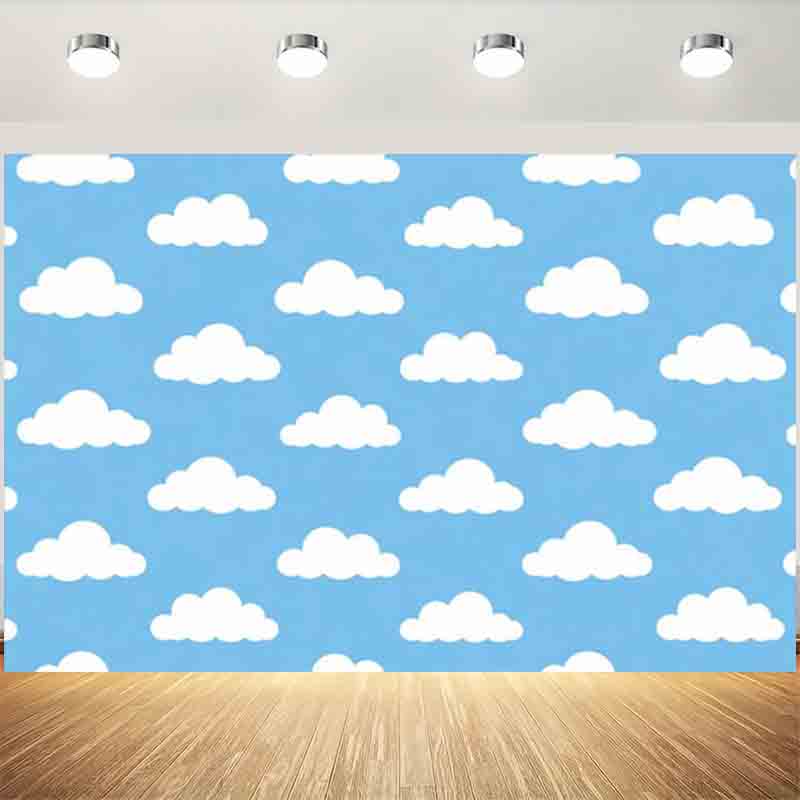 Photography Lighting Backdrop - Cartoon Simple Blue Sky White Cloud