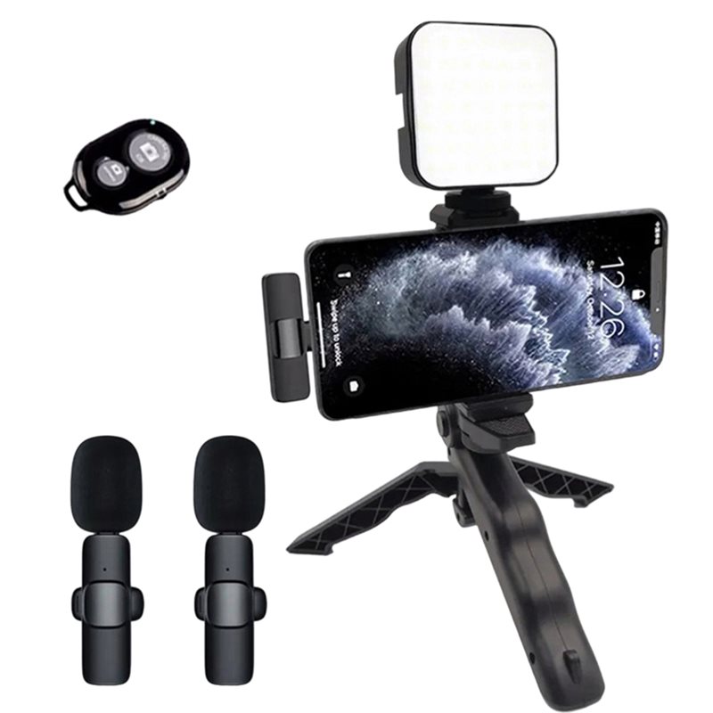 Photography Lighting Kit Portable - B29C-Portable Smartphone Video Kit Featuring Microphone