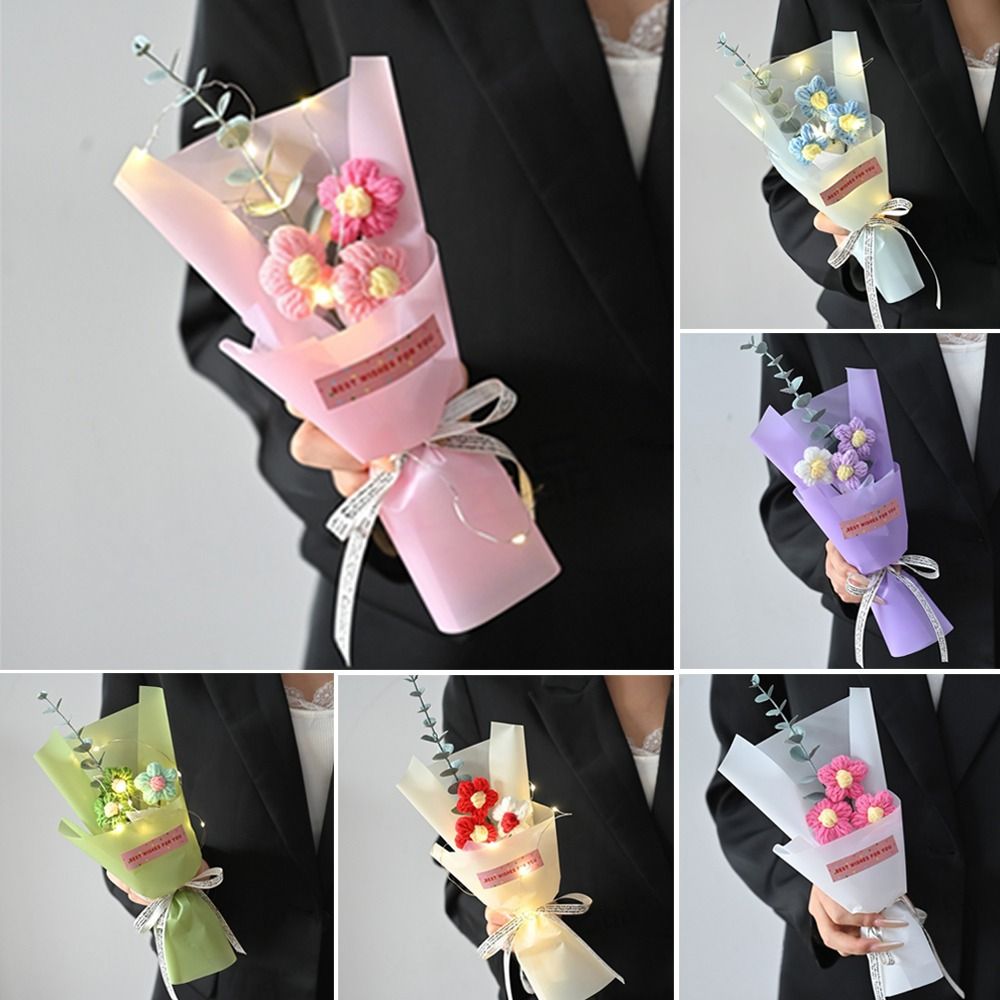 Knitted Crochet Flowers Bouque - Photography Artificial Lighting review and price