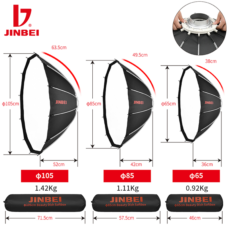 JINBEI 65  Quick Open Paraboli - Photography Lighting For Studio review and price
