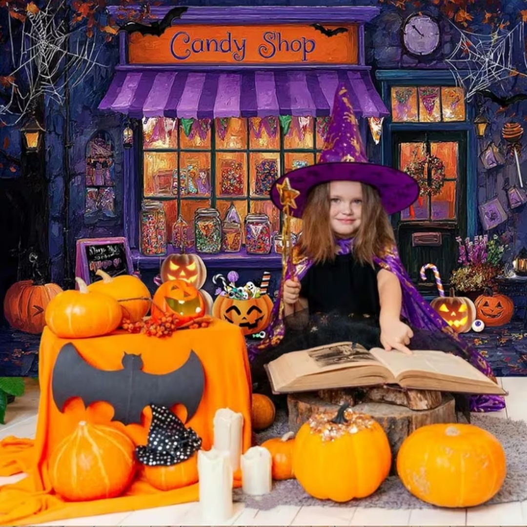 Purple Halloween Shop Theme Pa - Photography Lighting Backdrop review and price