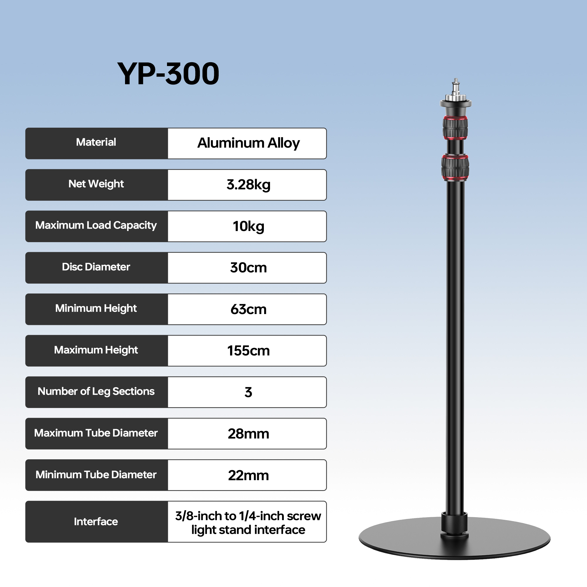 Manbily YP300 1.55M Round base - Photography Lighting Mount review and price