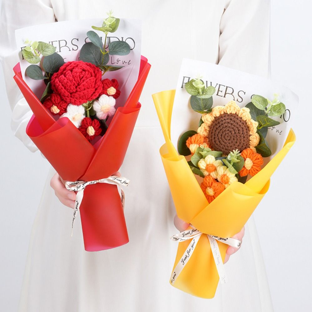 Knitted Crochet Flowers Bouque - Photography Artificial Lighting review and price