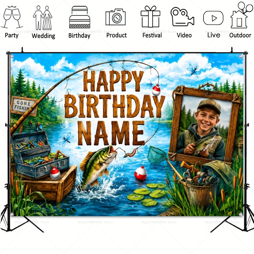 Custom Name Photo fishing-them - Photography Lighting Backdrop review and price